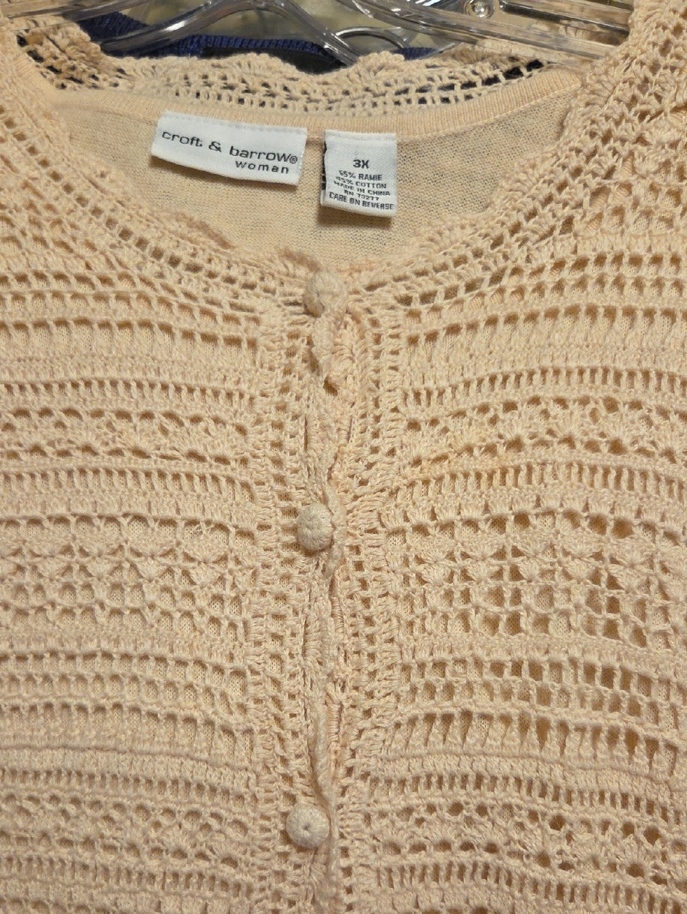 Croft & Barrow Cream Crochet Button-Front Cardigan